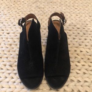 Frye suede sling back heels